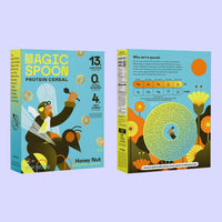 Front and Back of Honey Nut Magic Spoon Cereal