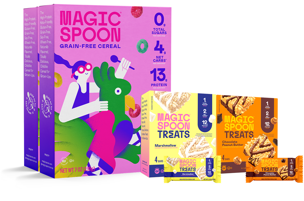 linear-gradient(to bottom, #BFEFFF 0%, #F7EF79 100%) | Magic Spoon Treats + Cereal