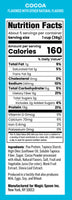 Cocoa Fiber Cereal Nutritional Panel