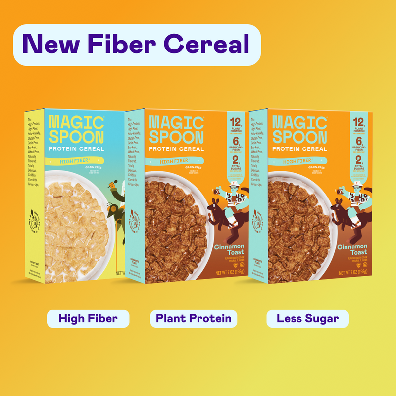 Magic Spoon Fiber Cereal 3-Pack – Honey Nut & Cinnamon Toast (2x) – High Fiber, Plant Protein, Low Sugar – Breakfast Cereal TTS