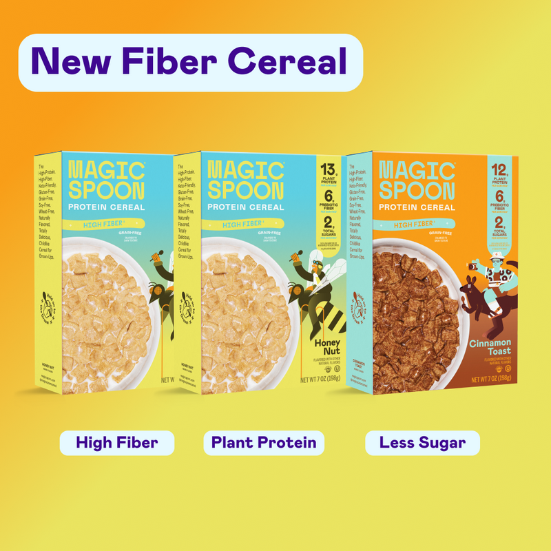 Magic Spoon Fiber Cereal 3-Pack – Honey Nut (2x) & Cinnamon Toast – High Fiber, Plant Protein, Low Sugar – Breakfast Cereal TTS