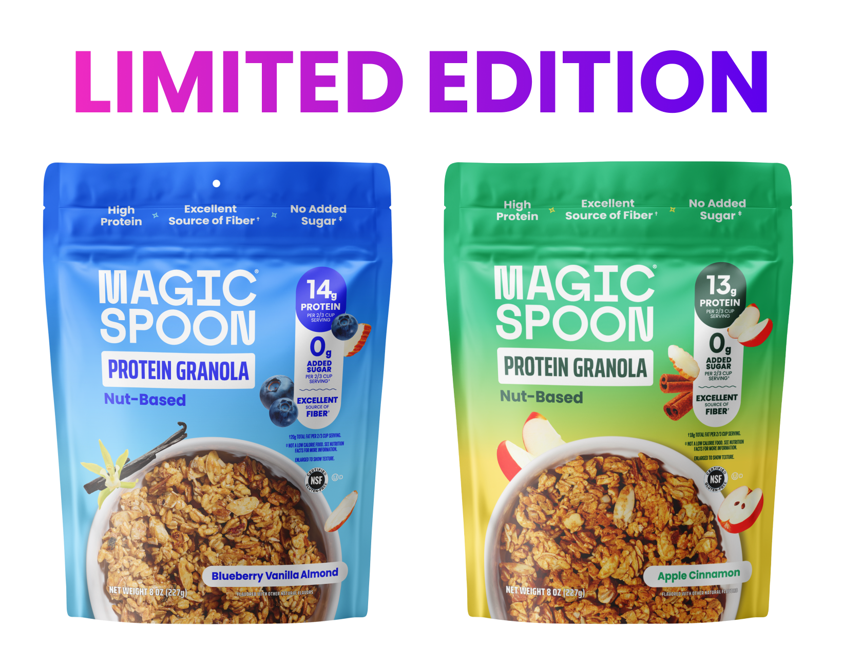 NEW! Apple Cinnamon and Blueberry Vanilla Almond Granola