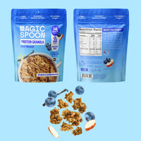 Blueberry Vanilla Almond Granola Front and Back