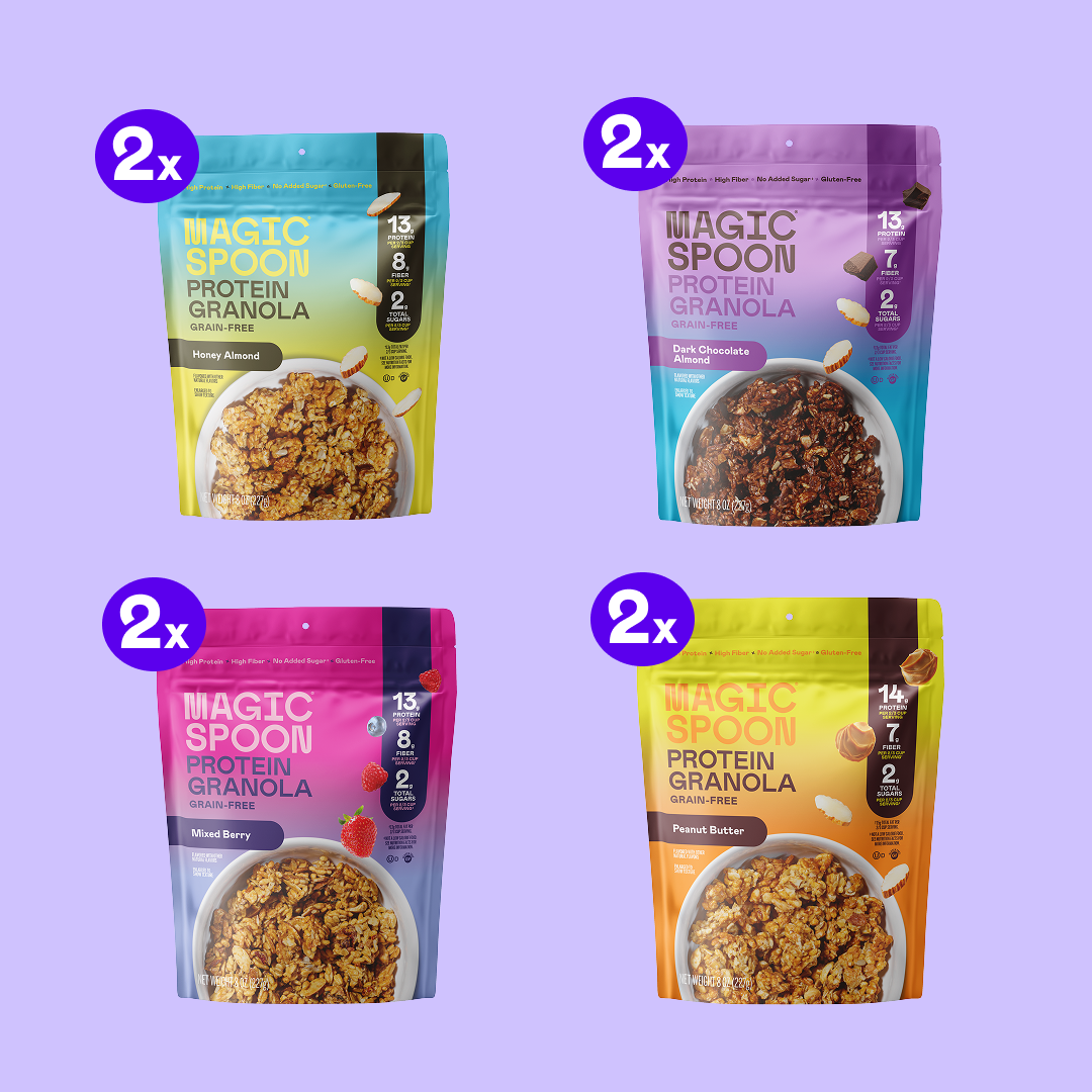 Big Granola Bundle - 8 bags - Peanut Butter, Honey Almond, Mixed Berry, Dark Chocolate Almond - TTS