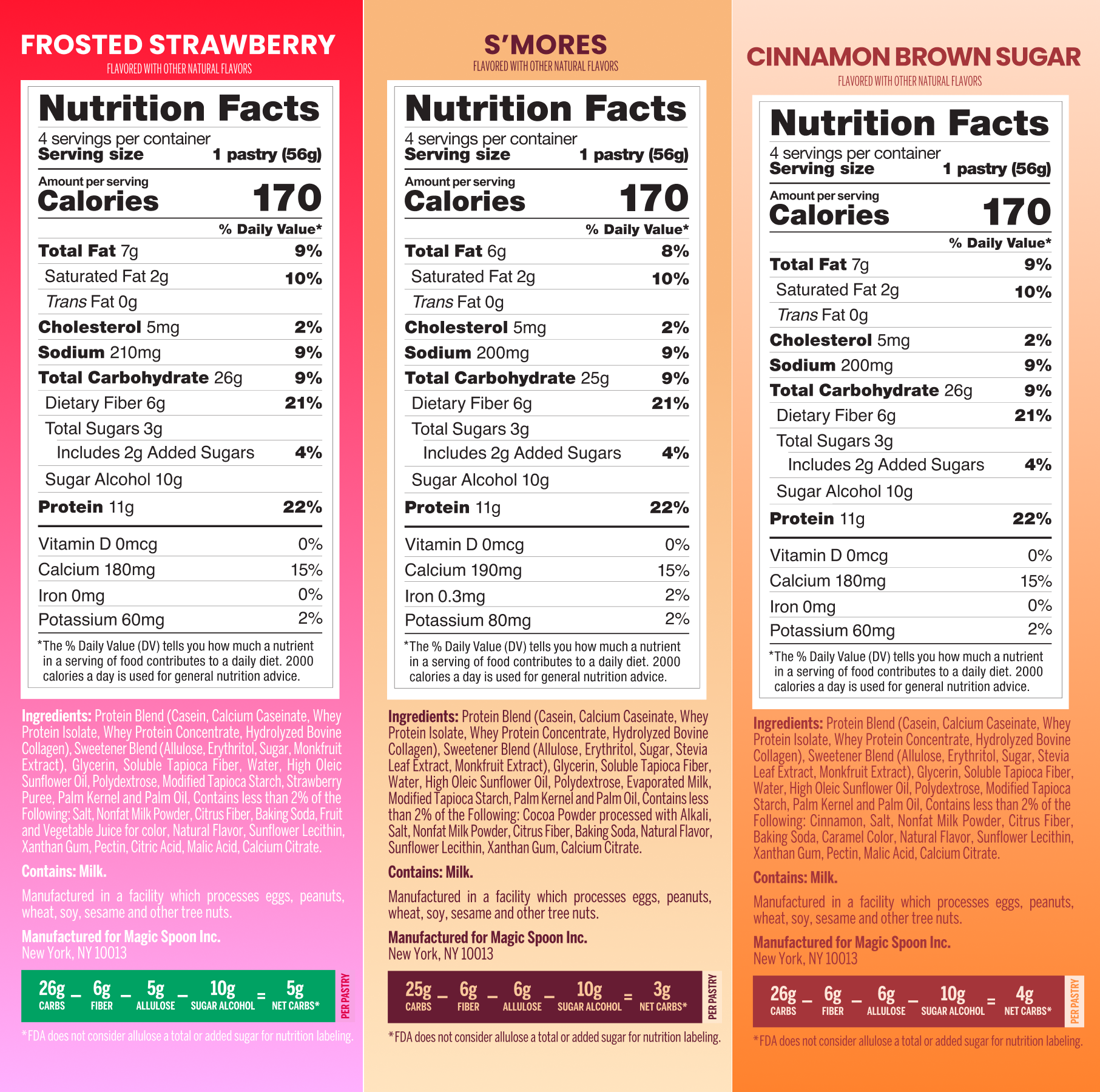 Magic Spoon Protein Pastries Variety 4 Pack Nutrition Panel