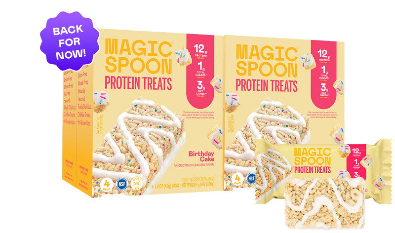 linear-gradient(to bottom, #FFEFBE 0%, #FCD1DA 100%) | Magic Spoon Birthday Cake Treats