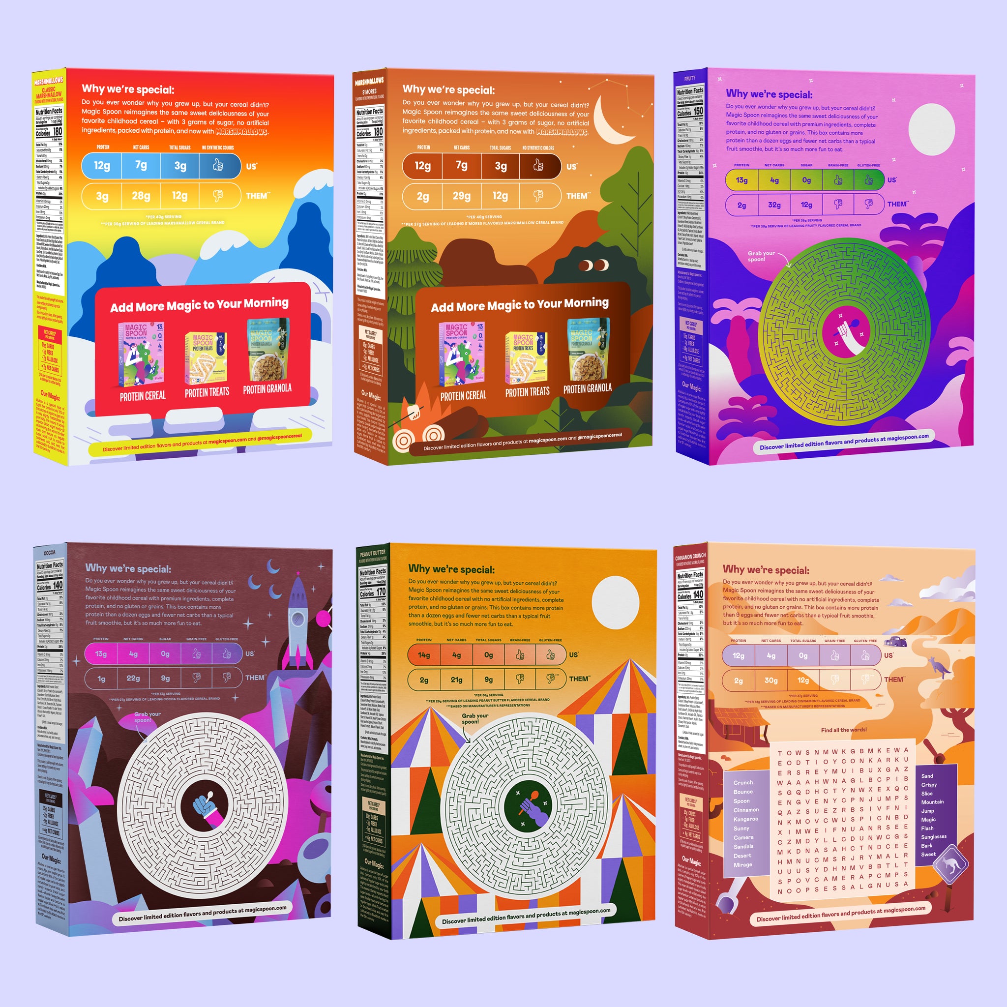 Variety 6 Protein Cereal with Marshmallows Back