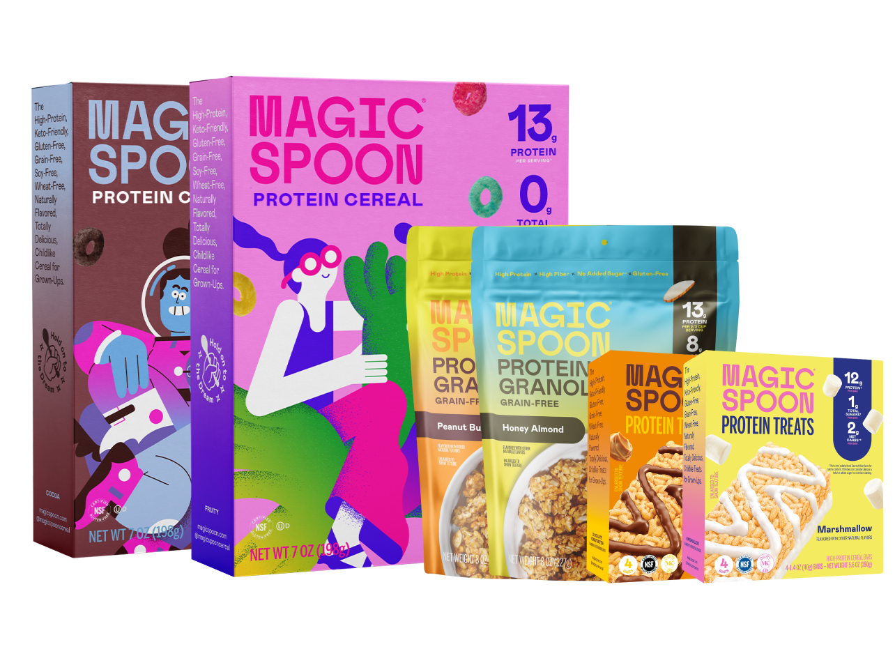 linear-gradient(to bottom, #BFEFFF 0%, #F7EF79 100%) | Magic Spoon Treats, Cereal and Granola