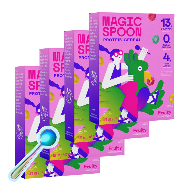 Magic Spoon Fruity 4-Pack Protein Cereal and Spoon Cereal
