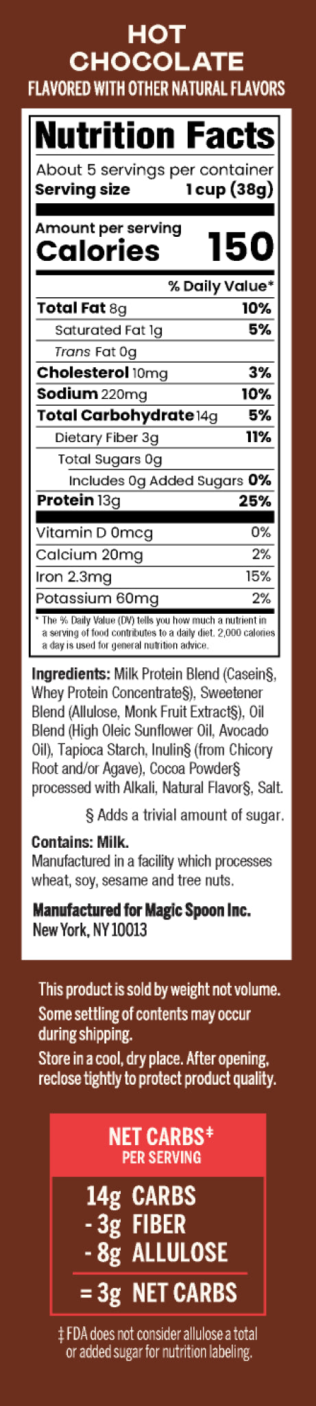 Magic Spoon Hot Chocolate Nutrient Panel