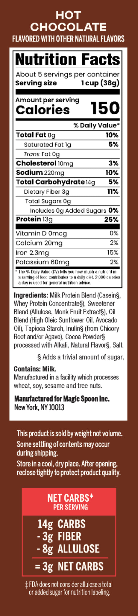 Hot Chocolate Cereal Nutrient Panel
