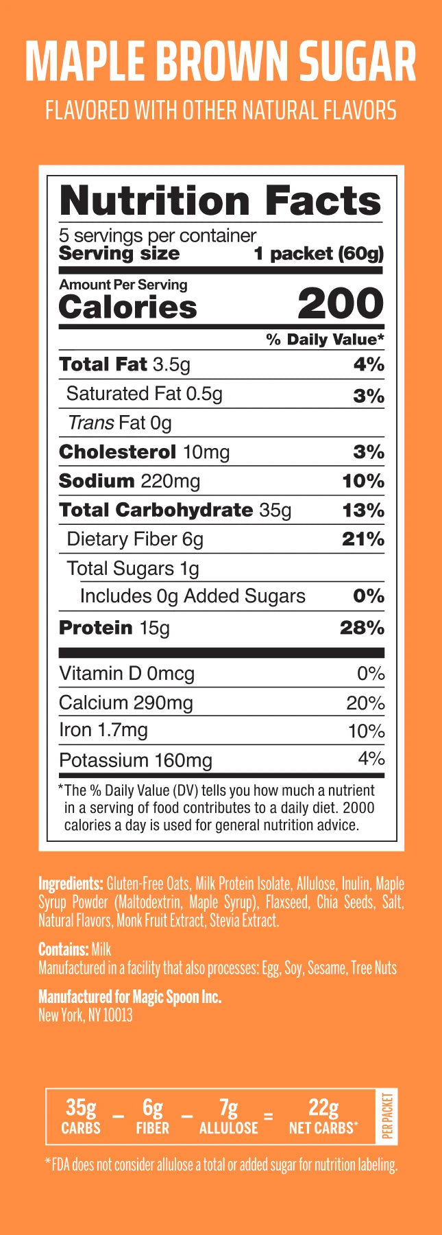 Maple Brown Sugar Nutritional Panel