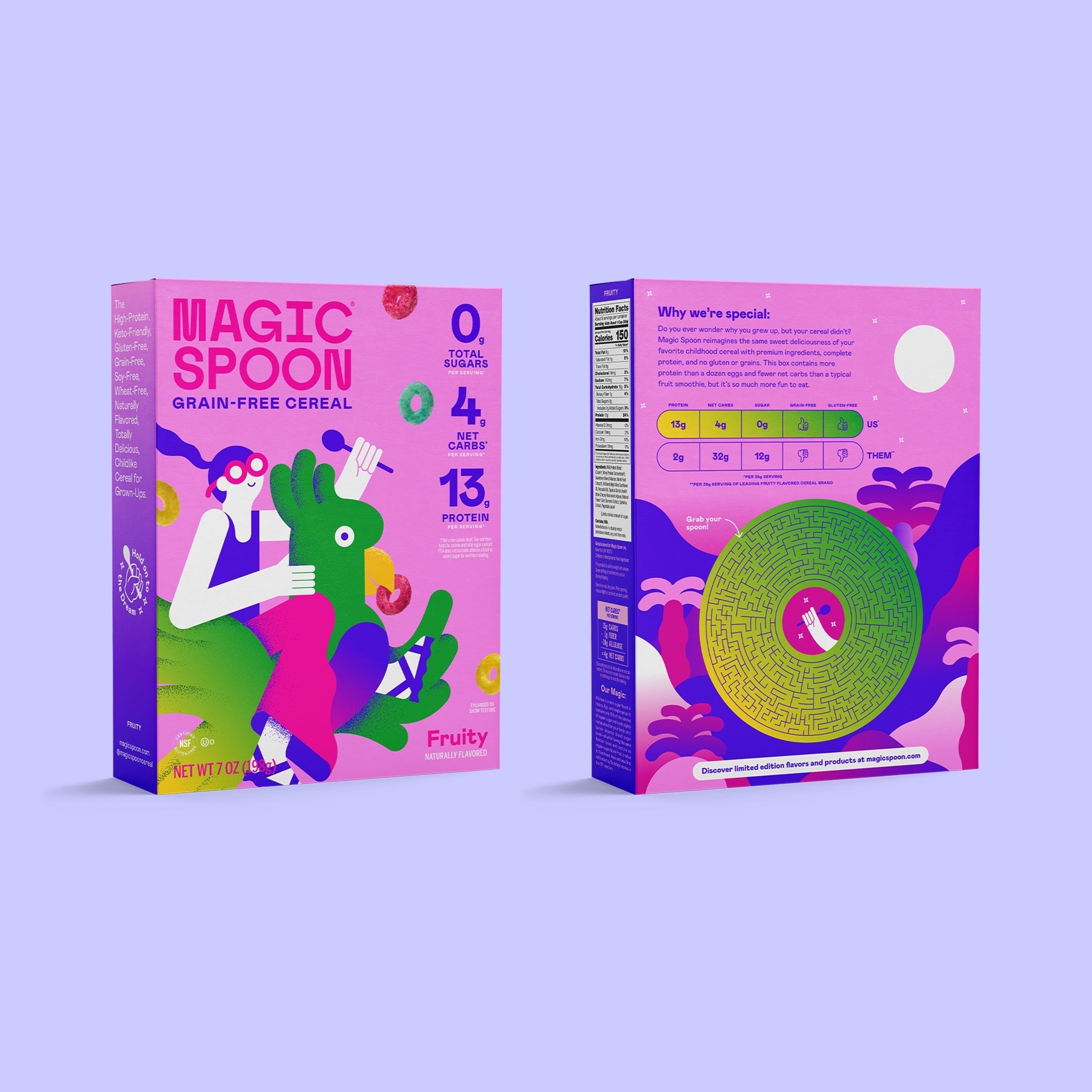 Front and Back of Fruity Magic Spoon Cereal