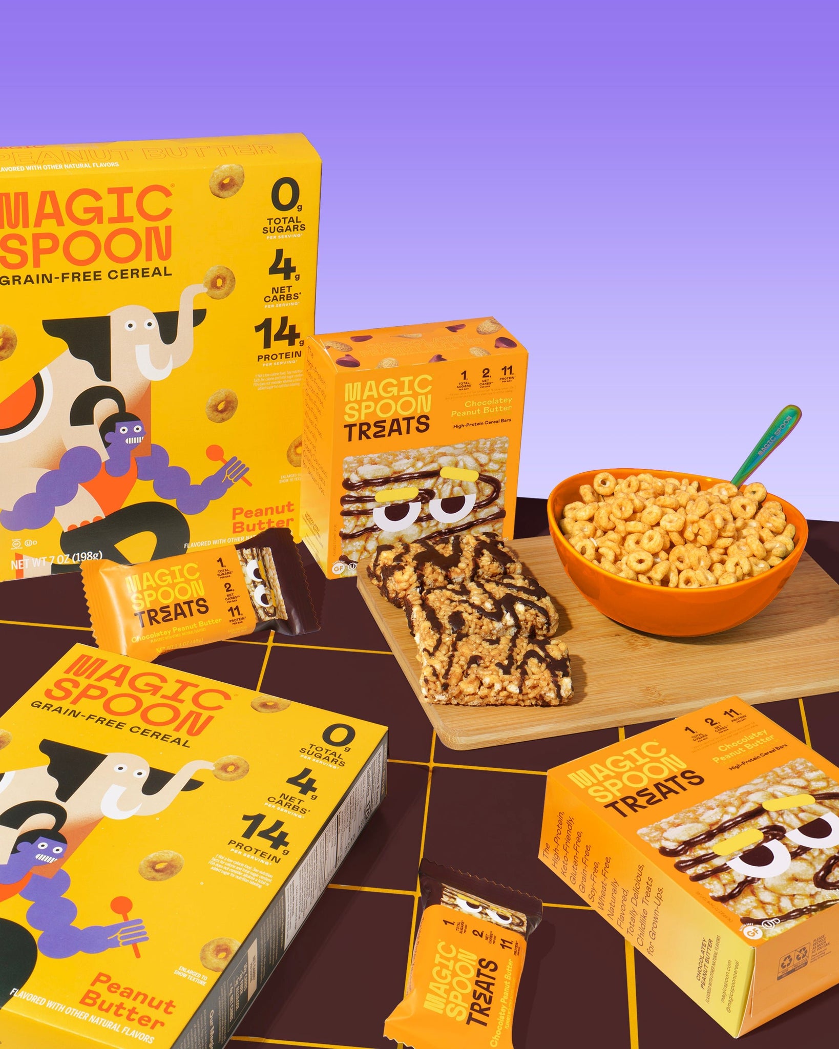THE NUTTY PACK - 8 cereal treats (2 boxes) + 2 boxes of cereal