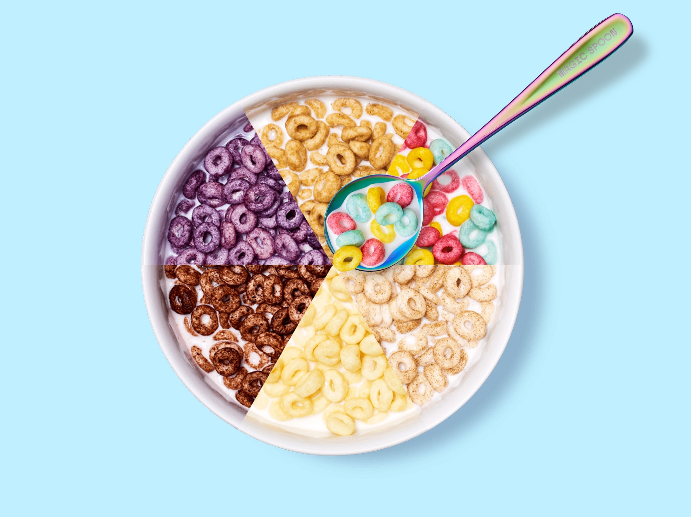 6 different cereals in a bowl